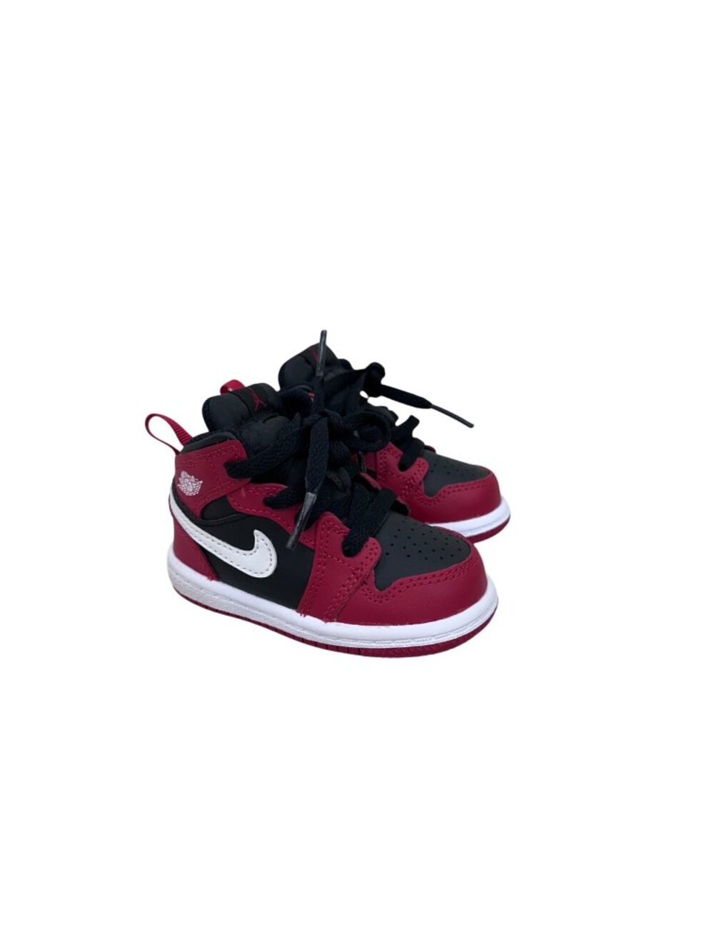 Nike 1 Mid Black Gym Red Basketball Lace Up Sneakers Shoes DQ8425-061 Infant 4C